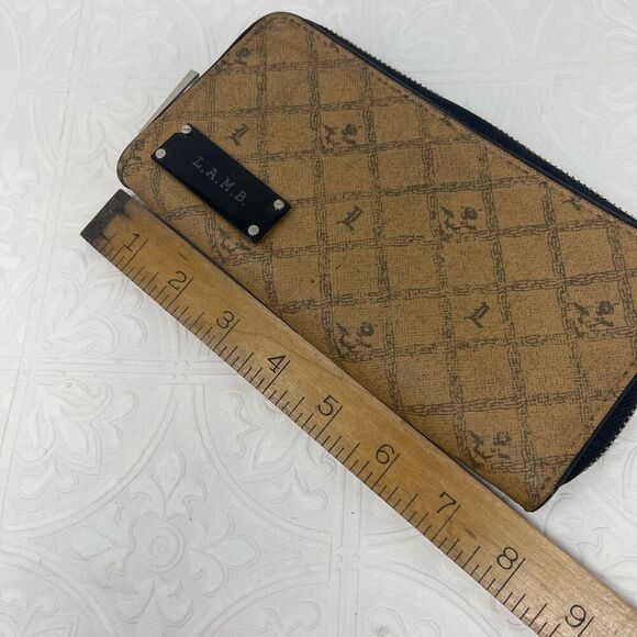 L.A.M.B. Tan Black Leather Gwen Stefani Monogram Zip Around Wallet - Picture 6 of 7